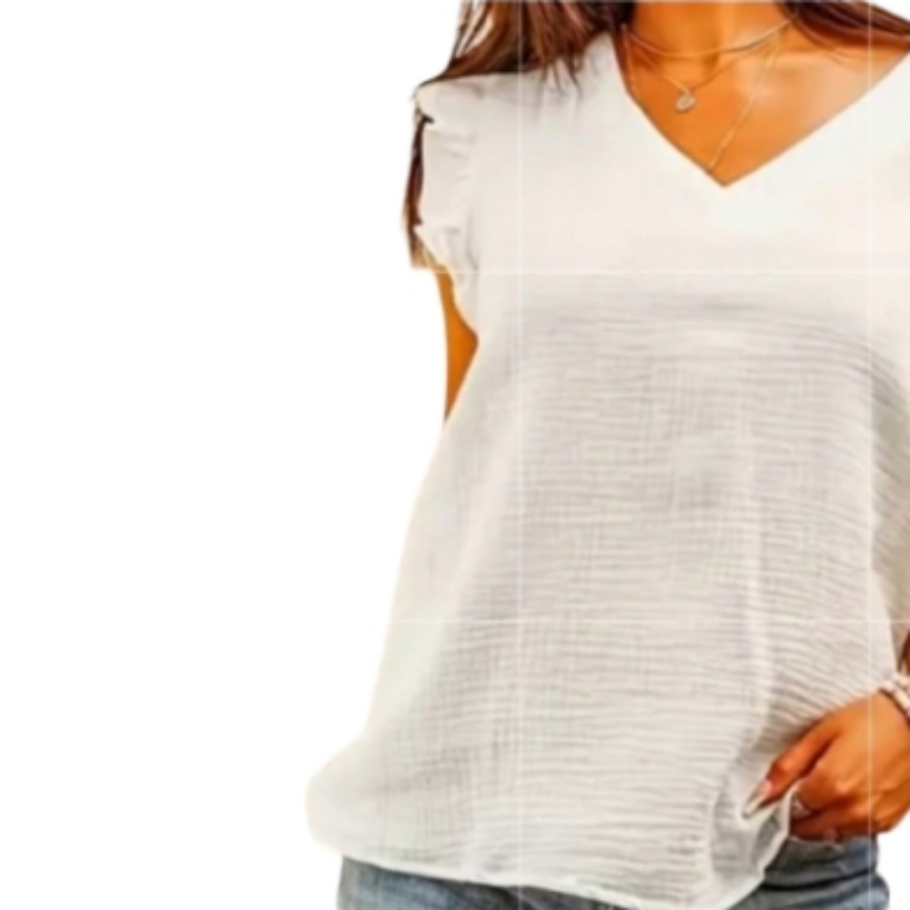 NEW! Express brand White gauze-like ruffle sleeve top | size XL